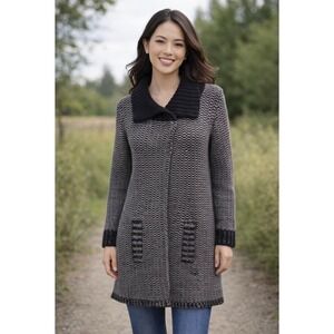 MARGARET O'LEARY Angora Cashmere Wool Long cardigan Sweater Jacket Medium